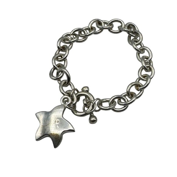 Silver Star Charm Toggle Bracelet Link Chain 7 Inches Adjustable - Picture 4 of 6